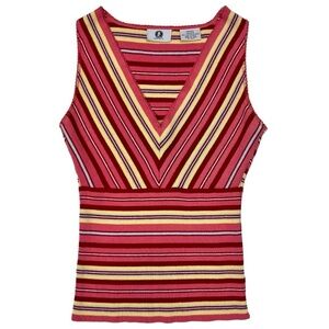 Vintage Striped Sleeveless Knit Sweater